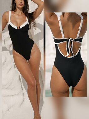 Black & White Contrast One-Piece Swimsuit